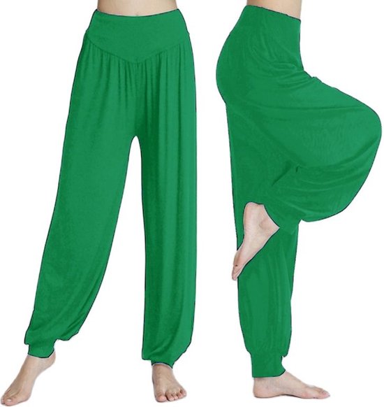 Harembroek - Yogabroek - Chillbroek - Groen - XXL - Harempants - Luchtige broek - Loose pants van Vagallys.