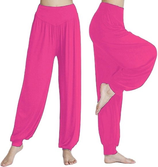 Harembroek - Yogabroek - Chillbroek - Roze - XXL - Harempants - Luchtige broek - Loose pants van Louayah