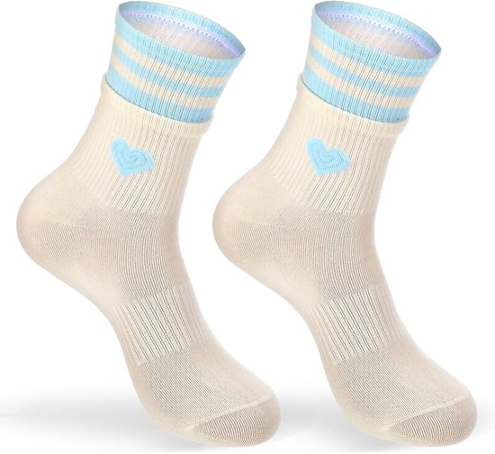 Hartsokken - Dames Maat 36-43 - Katoenen Tennissokken - Retro Design - Ademende Sportsokken - Meisjes en Jongeren