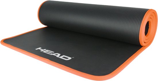 HEAD Yogamat - Yoga Mat - Sportmat - Fitnessmat - Pilates Mat - 180x78x1cm - Zwart/Oranje