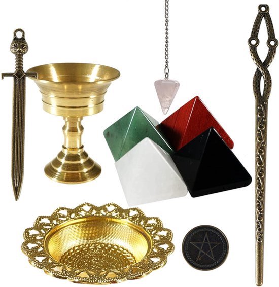 - Helende Energie Kristal - Chakra Kristal - 10 Stuks - Obsidiaan - Piramide Kit - Beginners Reiki Yoga Meditatie - Spirituele Kristal Healing - Geschikt voor - Graal Zwaard - Zwart.getModel