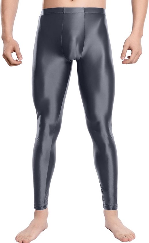 Heren Leggings Glanzend - Licht Doorzichtig - Strakke Sport Tights - Stretch - Voor Fitness - Dans - Carnaval - Feest