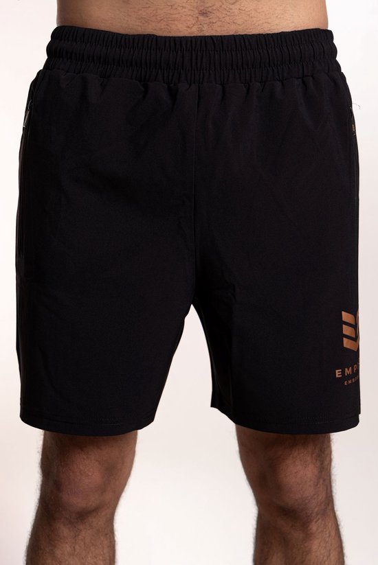 Herren Sport-Shorts Herkules aus recyceltem Polyester mit hochwertigem bronze-goldenem Logo XL van Merkloos
