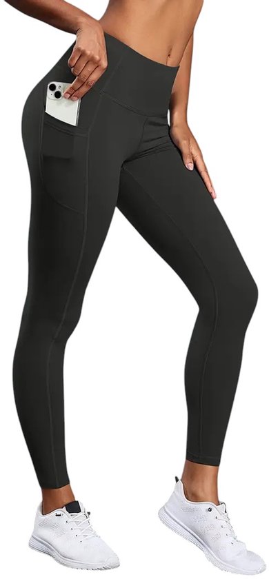 High Waist Sportlegging met Zakken - Comfortabel & Aansluitend - Meerdere Kleuren - Legging met Zakken - Pocket Legging - Sportbroek - Sportlegging - met Zakken - Dames - Comfortabel - Aansluitend - High Waist - Zwart - Maat L van Guts & Gusto