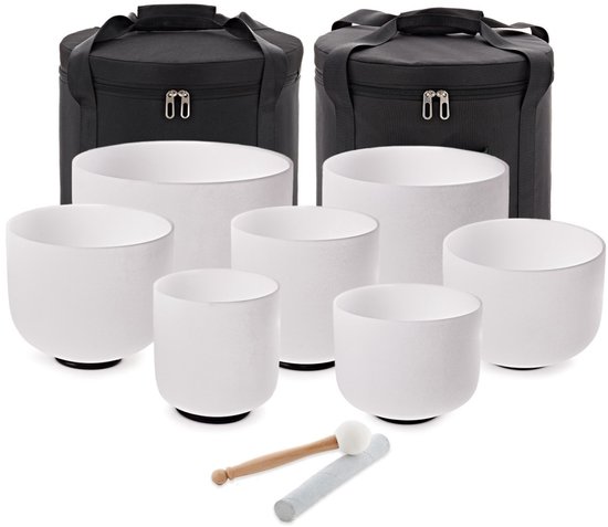 HILLS Essentials Kristallen Klankschalen Set 7-delig (7–12 inch) – 432 Hz Chakra Set – Crystal Singing Bowls – Meditatie, Yoga & Sound Healing van Merkloos