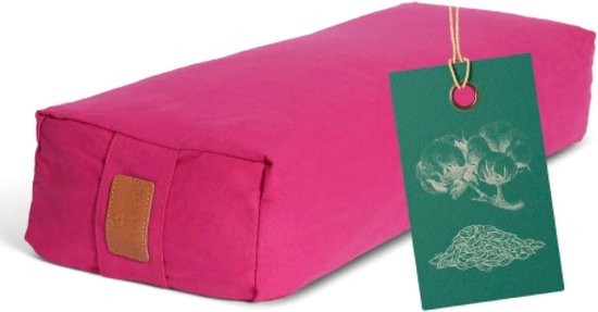 Hoekig Yoga Bolster - Meditatiekussen Hulpmiddel - Yoga Oefeningen - Biologische Spelt Vulling - 67 x 13 cm - Roze