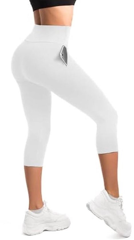 Hoge Taille 3/4 Legging Dames - Opaque Elastische Legging met Zakken