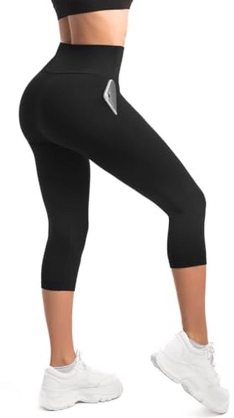 Hoge Taille 3/4 Legging Dames - Opaque Elastische Legging met Zakken
