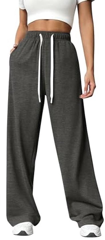 Hoge Taille Joggingbroek Dames, Comfortabele Sportbroek met Wijde Pijpen