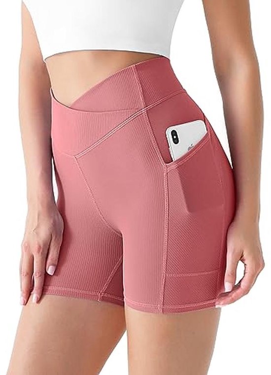 Hoge Taille Sportshorts Dames met Zakken voor Yoga en Hardlopen