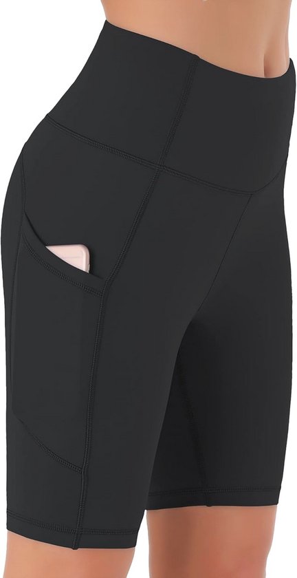Hoge Taille Trainingsshorts voor Dames met Verborgen Zakken - Niet-Doorzichtige Sportieve Shorts