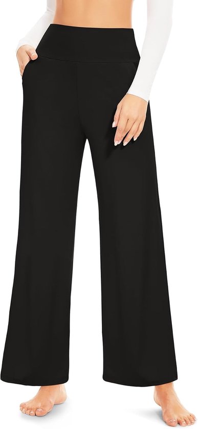 Hoge taille yoga broek voor dames, ondoorzichtige sportbroek met zakken, wijde pijpen en flare design voor yoga, fitness, workouts en dagelijks gebruik
