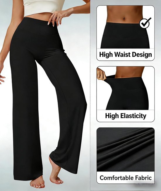 Hoge taille yoga leggings voor dames met elastische flared pasvorm, buikcontrole en comfortabele sportbroek voor training en vrije tijd