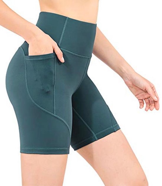Hoge Taille Yoga Shorts voor Dames met Zakken - Tummy Control Biker Sport Shorts