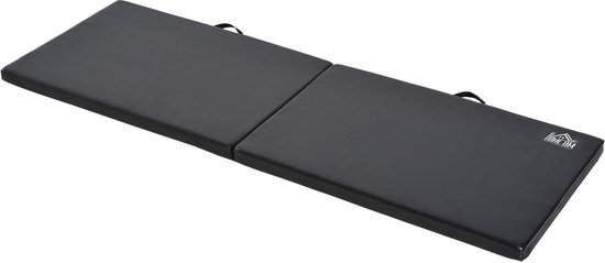 HOMCOM-Gymnastiekmat-Imitatieleer-180x60x5cm-Zwart