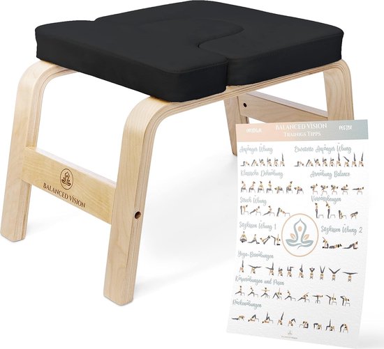 Hoofdstandkruk, yoga-hoofdstandaard stoel van berkenhout met PU van FEIERDUN