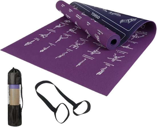 Houdingsgeleider Yogamat - Trainingsmat Pilates - Thuis Fitness - Zelflerend Hulpmiddel - 4 mm Dikte - Meerkleurig