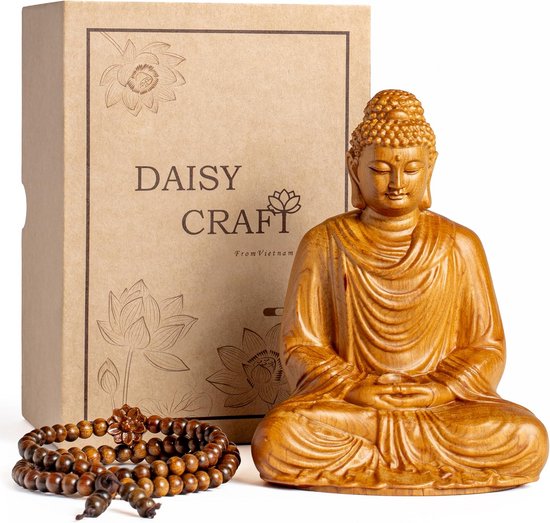 Houten Boeddhabeeld voor Zen Interieur en Meditatie - Vredige Decoratie voor Thuis