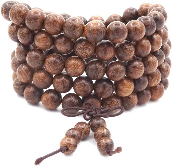 Houten Gebedsketting Armband 108 Kralen 8mm - Mala Ketting voor Meditatie en Yoga van Merkloos