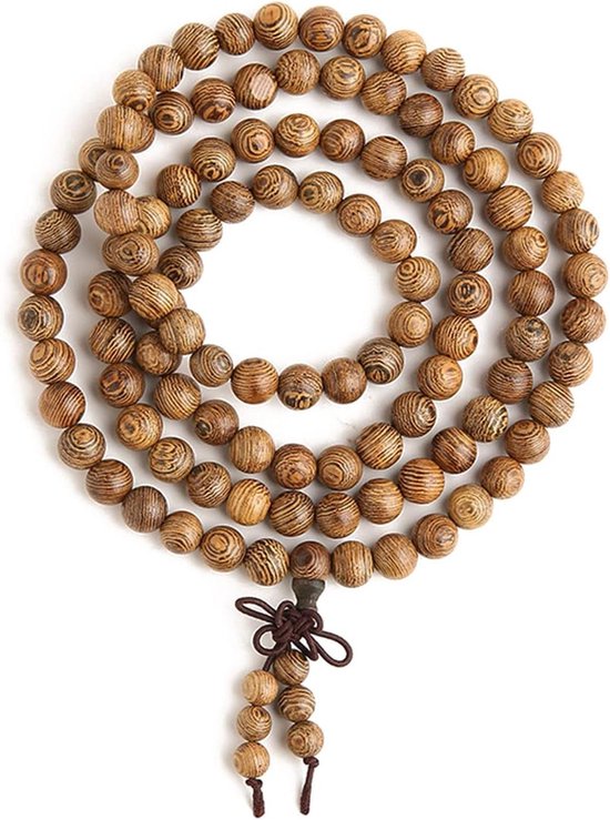 Houten Gebedskralen - 108 Mala Ketting - Meditatie en Stijl - Verstelbare Lengte - 8mm Kralen - Multicolor