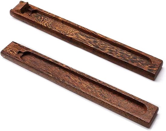 Houten Incense Stick Houder Set van 2 - Ideaal voor Meditatie, Yoga en Aromatherapie, Met Asopvang voor Binnen en Buiten van houten