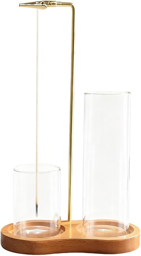 Houten Inverted Incense Houder met Verwijderbare Glazen Asopvang, Ideaal voor Yoga, Spa en Meditatie, Bruin en Stijlvol