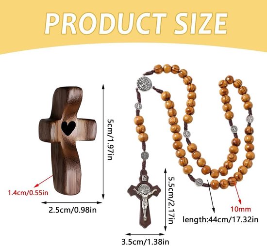 Houten Rozenkrans Set met Kruis voor Katholiek Gebed en Spiritualiteit