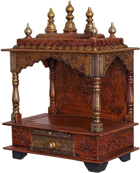 Houten Tempel - Religieus Huisje - Spirituele Decoratie - Handgeschilderd Handwerk - 48x12x51 Inch - Multicolor van houten