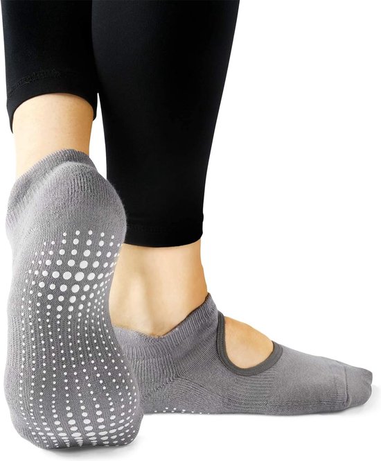 IBBO Shop - Premium Anti Slip Yoga Sokken - katoen sokken - Pilates - Piloxing - Ballet - dans sokken - maat 35 tot 40 - 1 paar - Grijs van IBBO