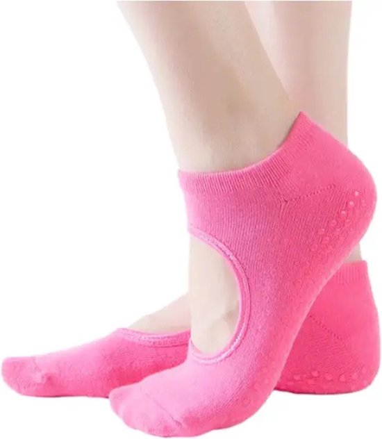 IBBO Shop - Premium Anti Slip Yoga Sokken - katoen sokken - Pilates - Piloxing - Ballet - dans sokken - maat 35 tot 40 - 1 paar - Roze van IBBO