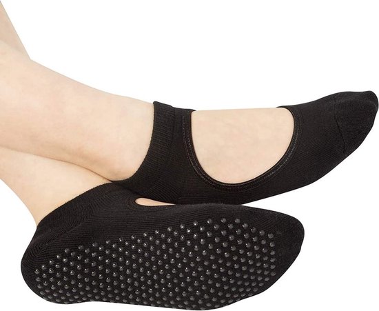 IBBO Shop - Premium Anti Slip Yoga Sokken - katoen sokken - Pilates - Piloxing - Ballet - dans sokken - maat 35 tot 40 - 1 paar - Zwart