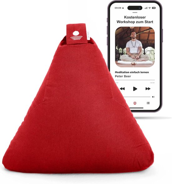 Inner Peace Triangle Yoga Cushion, Meditation Cushion, 100% Organic Cotton, Washable Cover, Yoga Cushion, Floor Cushion, Meditation, Oeko-Tex Standard 100, Yoga Seat Cushion, Floor with Organic Spelt Filling van Lotuscrafts