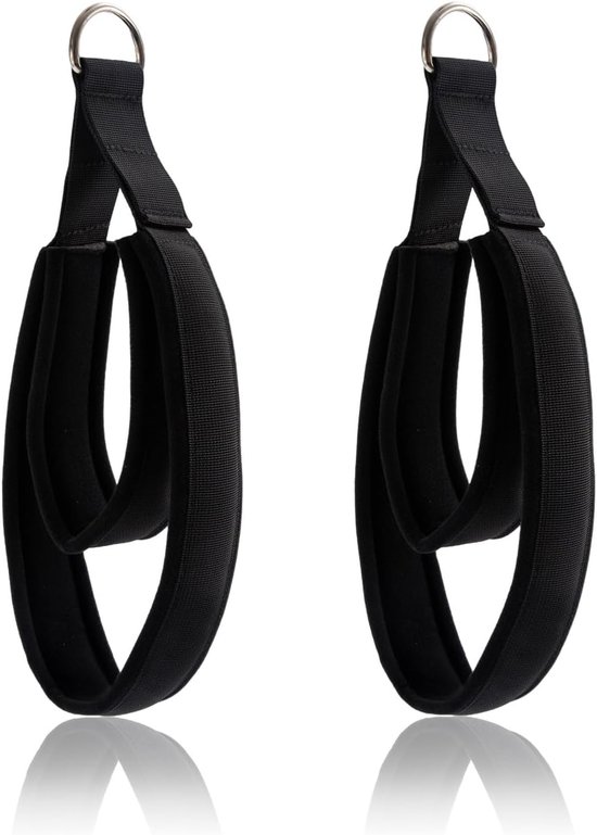 JeiibrZui Pilates Reformer - Dubbele Lussen Set - 2 Stuks - Hand En Voet Straps Met D-Ring - Zwart Voor Yoga En Thuistraining van Merkloos