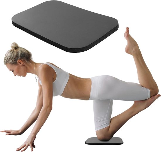 JGS Premium - Rechthoekig Yoga Kniekussen voor Pilates en Vloer Oefeningen in Zwart - Comfortabel Yoga Kniepad