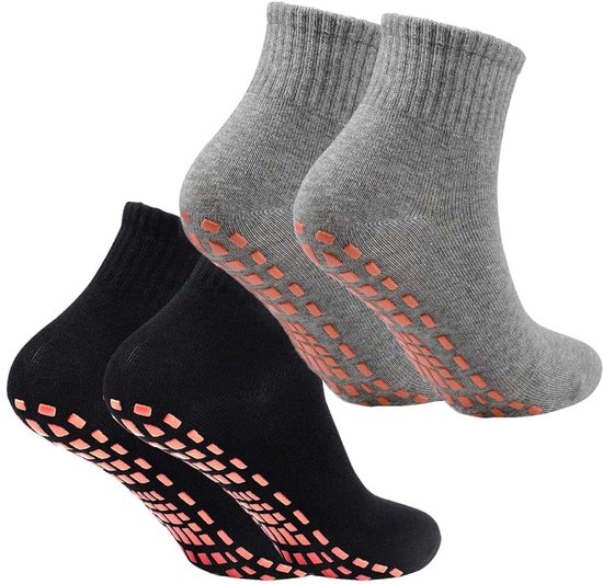 Jhubersproducts - Antislipsokken - Yogasokken voor Yoga en Pilates - Zwart/Grijs - Antislip - Geschikt voor Dames en Heren - 2 Paar