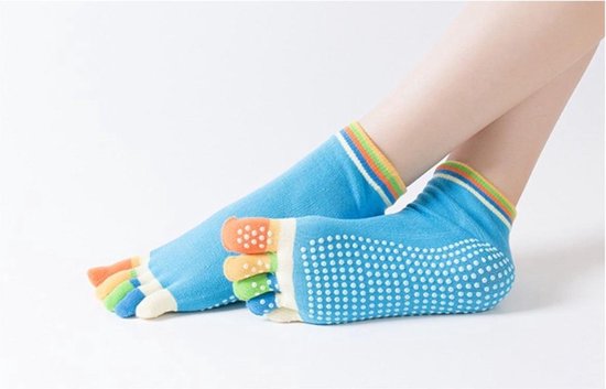 Jumada's - Kleurrijke Yoga Teensokken - Licht Blauwe Tenen - Gekleurde Slippers voor Dans en Pilates van Jumada's