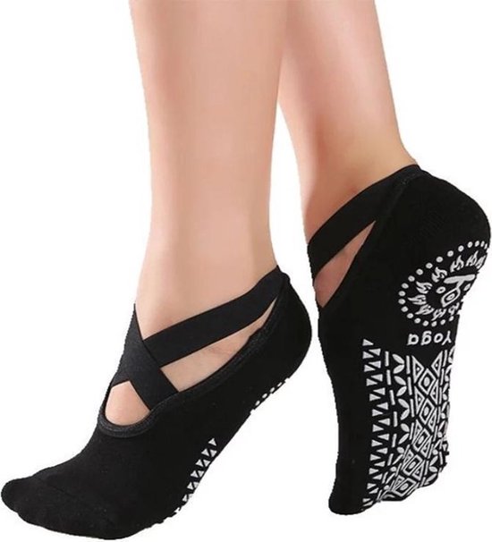 Jumada's - Yoga - antislip sokken voor Yoga en Pilates - Onesize - 2 Stuks - Zwart van Merkloos