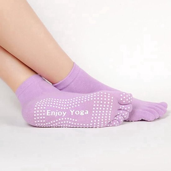 Jumada's - yoga sokken - tenen - 1 paar sokken - maat 36/40 - anti slip - lila van Merkloos