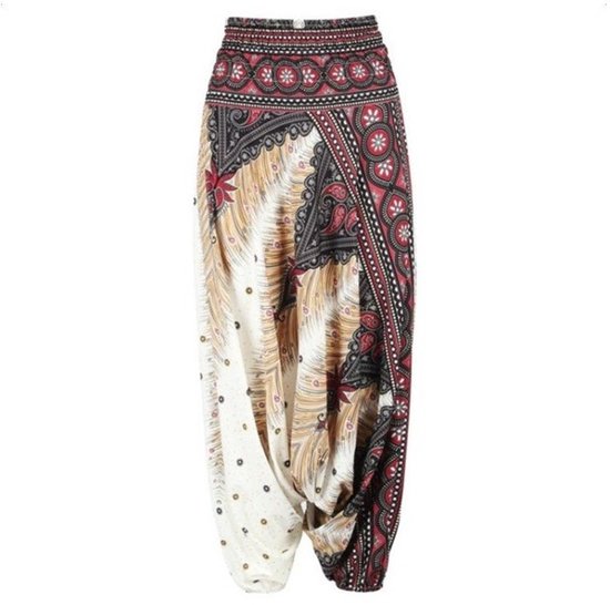 Jumada's - Yogabroek - Loszittende broek - Baggy Boho - Harem Pants - Comfortabel - Bruin/multicolor - Maat M van Jumada's