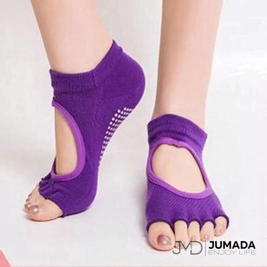 Jumada's Yogasokken - Pilatessokken - Antislip Sokken - 'Ballerina' Sokken - Paars van Jumada