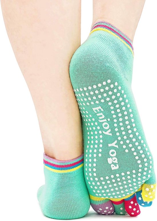 Jumada's - Yogasokken/Pilatessokken - Anti-slip - Mintgroen met gekleurde tenen - Maat 36-40 van Jumada's