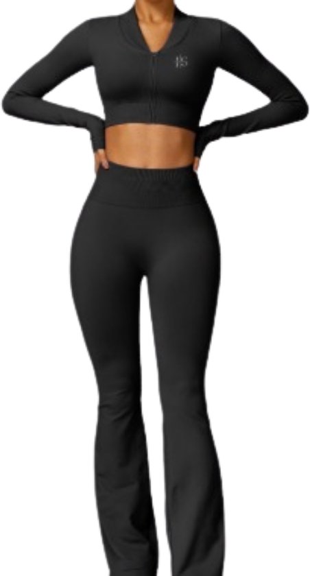 June Spring - Sport Legging - Maat XL/Extra Large - Kleur Zwart - Flaired - Hoogwaardige kwaliteit - Vocht afvoerend - Flexibel - Comfortabel - Bil Lift - Anti-cellulite van Merkloos