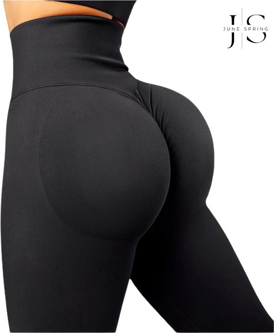 June Spring - Sportlegging - Kleur: Zwart - Maat S/Small - Stevig - Sportlegging voor een Platte Buik - Bil-Lift - Anti-Cellulite - Slanke Taille - Slimming Effect - Shaping - Vormend van June Spring