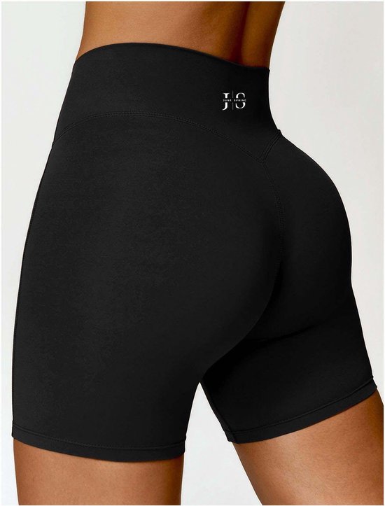June Spring Sportlegging - Maat: XL - Kleur: Zwart / Black - Korte Broek / Shorts - Korte Legging - Korte Sportlegging - Short Legging - Dames Sportlegging - Fitness Outfit - Sportkleding - Legging met Zakken - Telefoonzak Legging