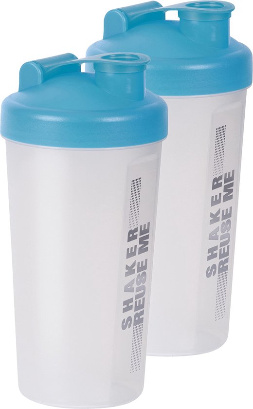 Juypal Drinkfles/waterfles/bidon - 2x - 700 ml - transparant/blauw - kunststof van Juypal