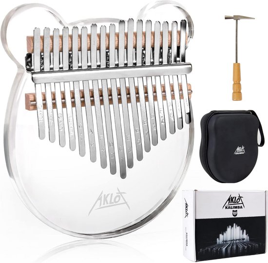 Kalimba 17 Sleutels van Hout met Transparant Acryl Lichaam en Volledige Accessoires van Merkloos