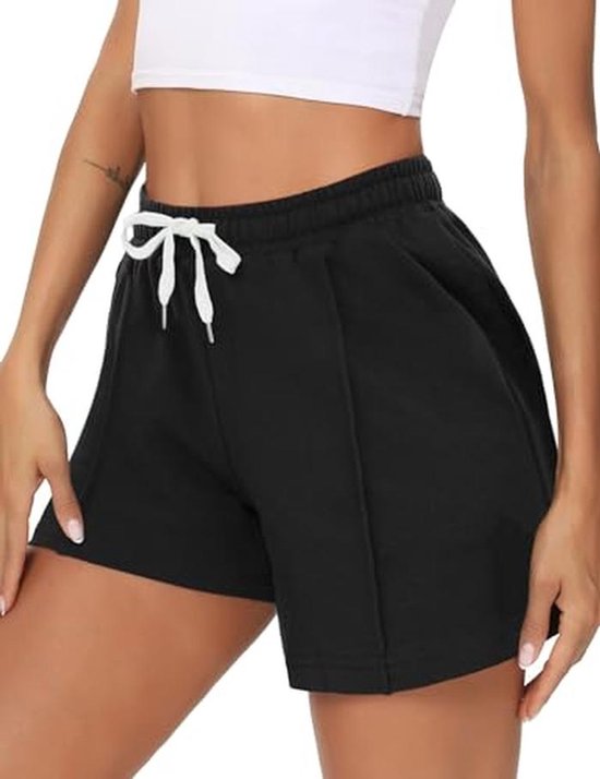 Katoenen Dames Shorts met Hoge Taille en Zakken voor Yoga en Sport