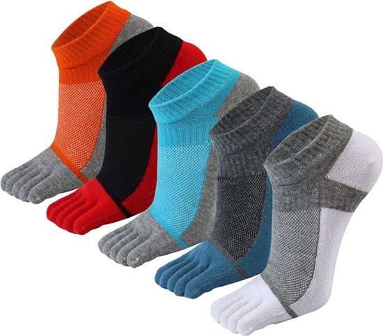 Katoenen vijfvingerige sokken, hardloopsokken, unisex, 5 paar per verpakking van Merkloos
