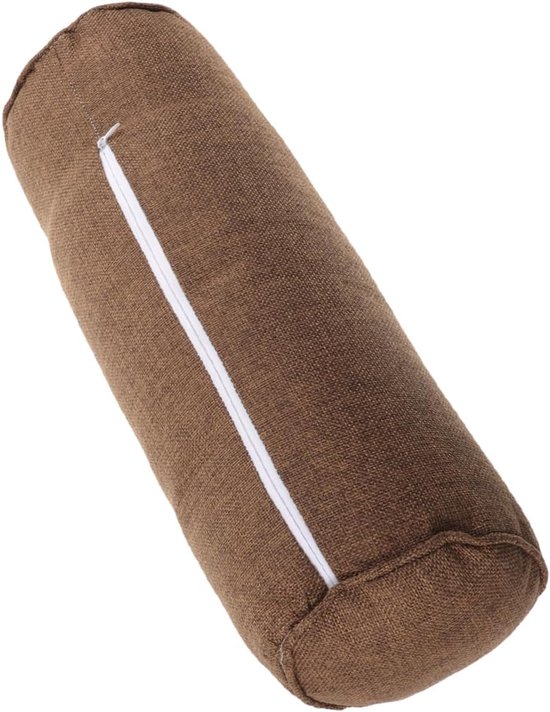 Katoenen Yoga Kussen - Oefenkussen Bolster - Meditatie Ontspanning - Ergonomisch Ademend - 58.5x14.5x14.5cm - Koffie