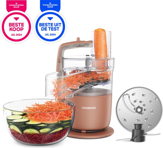 Kenwood MultiPro Go Foodprocessor FDP22.130RD - Snij/Rasp direct op je bord - Opbergen in je keukenlade - Veelzijdig: hakken, snijden, raspen - Vaatwasser bestendige accessoires -[onderdeel GO collectie] van Kenwood